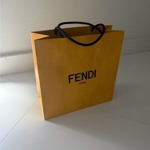 Fendi Yellow Paper Shopping Bag with Black Logo